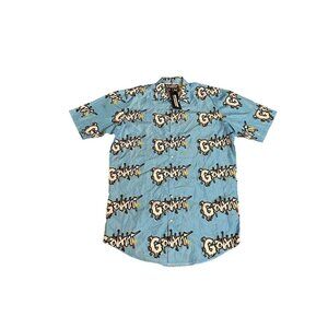 Giovanni La Venganza Mens Vinyl Blue Shirt Short Sleeve Logo 3XL Button NWT New